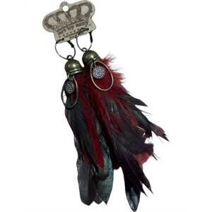 NEW ART BY AMY LABBE women's feathered earrings in red & green